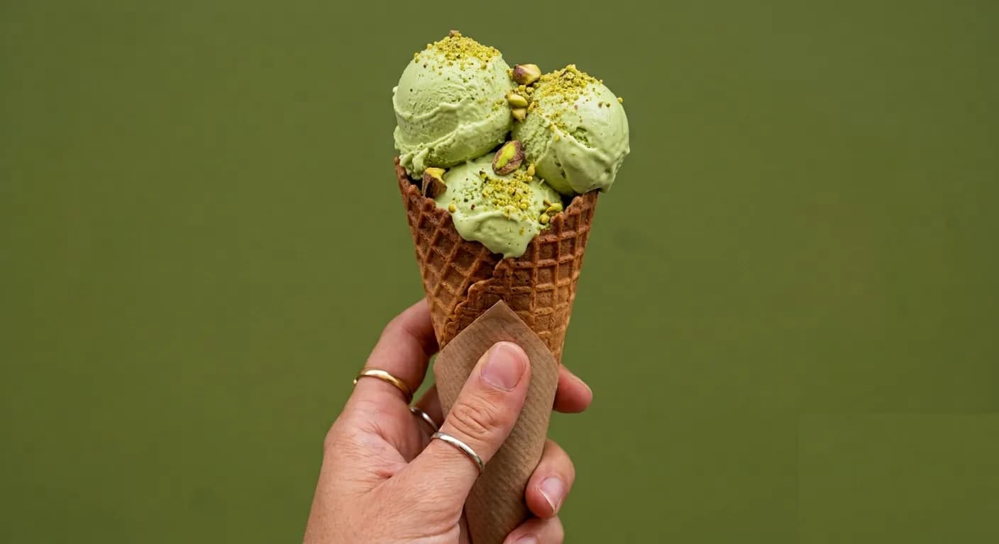 Cono di gelato al gusto Pistacchio